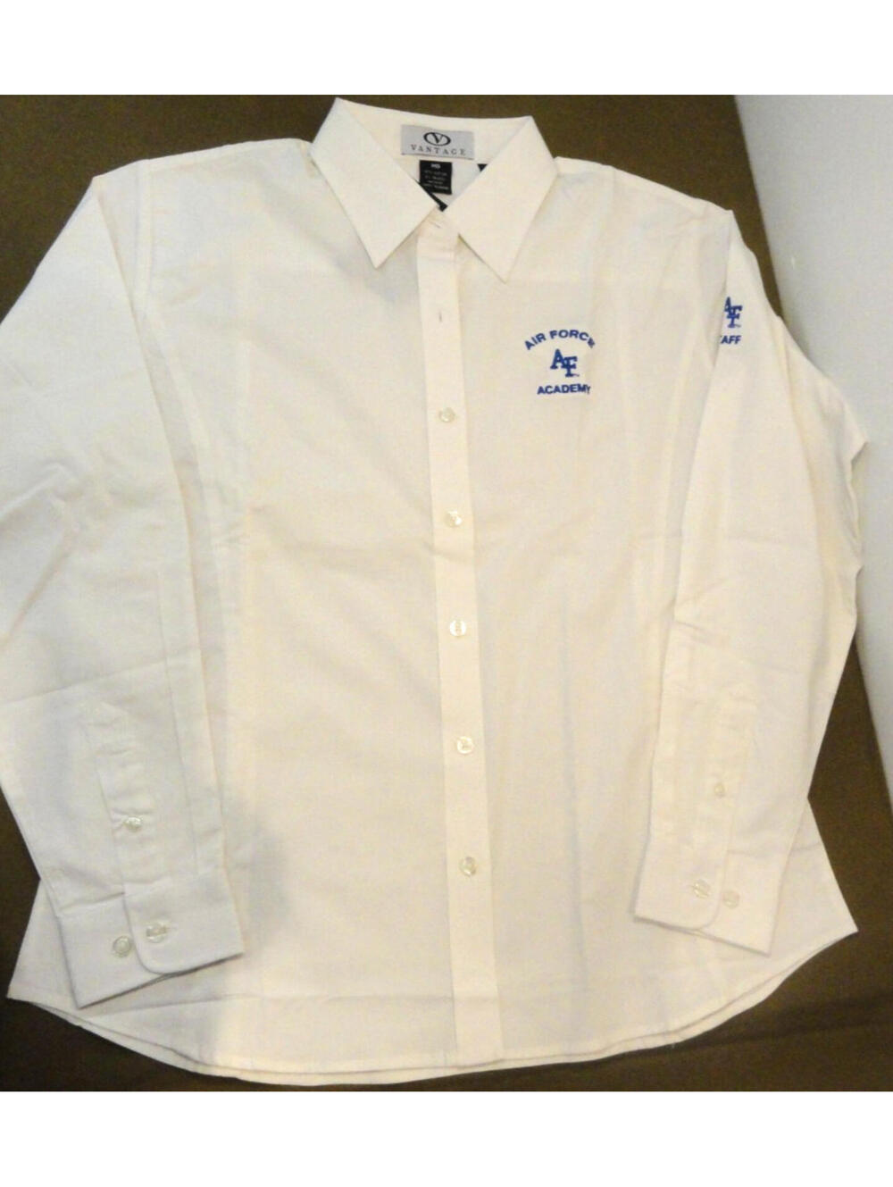 NEW AIR FORCE ACADEMY USAFA STAFF EMBROIDERED LONG SLEEVE WHITE SHIRT MEDIUM